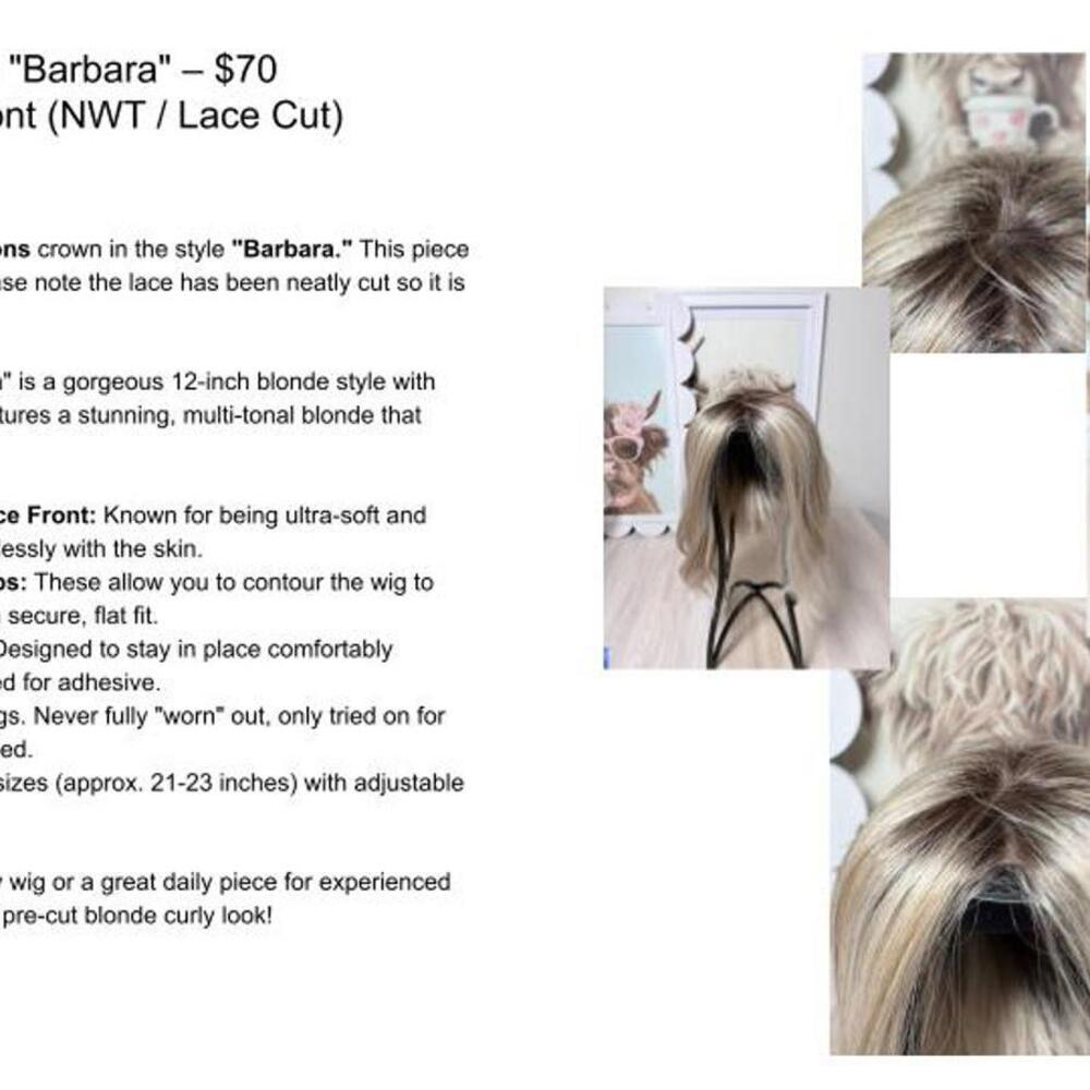 JB Extensions "Barbara" – $70 Blonde Curly Lace Front